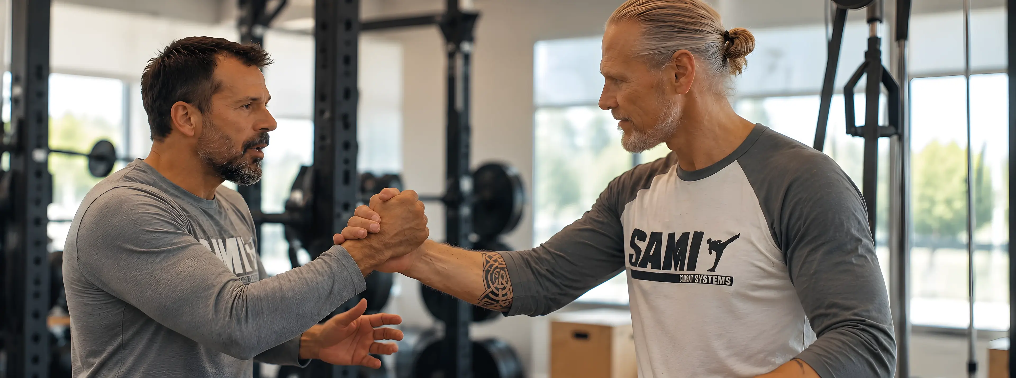 Peter Weckauf und ein Kunde im Handschlag während des Coachings